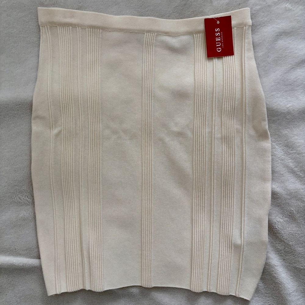 GUESS Ivory Bodycon Ribbed Pencil Skirt with TAG
